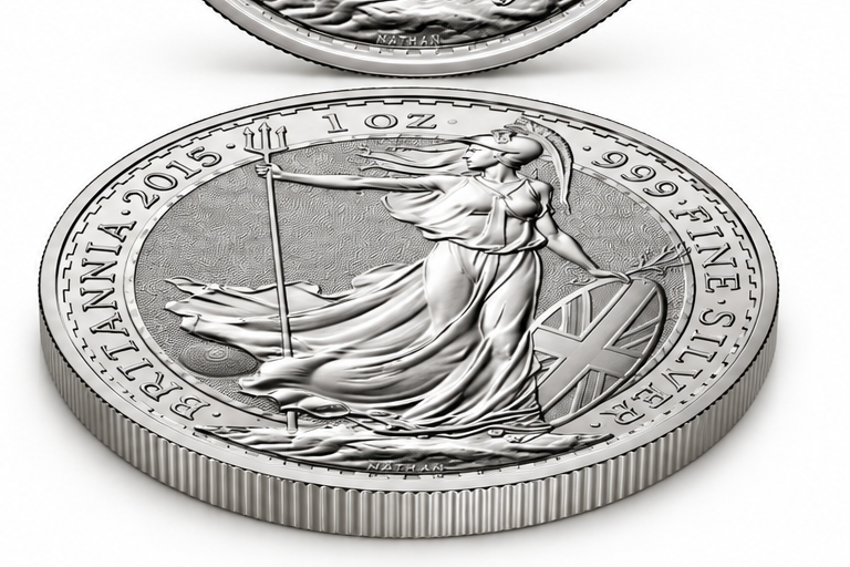 2015 UK Britannia 1 oz silver coin Britannia angled reverse