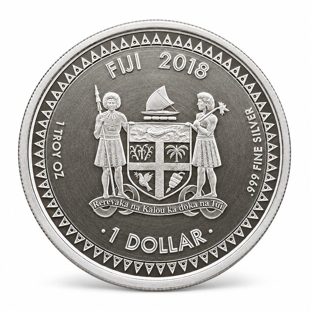 2018 Fiji Pacific Dollar 1 oz .999 fine silver coin Fiji coat of arms