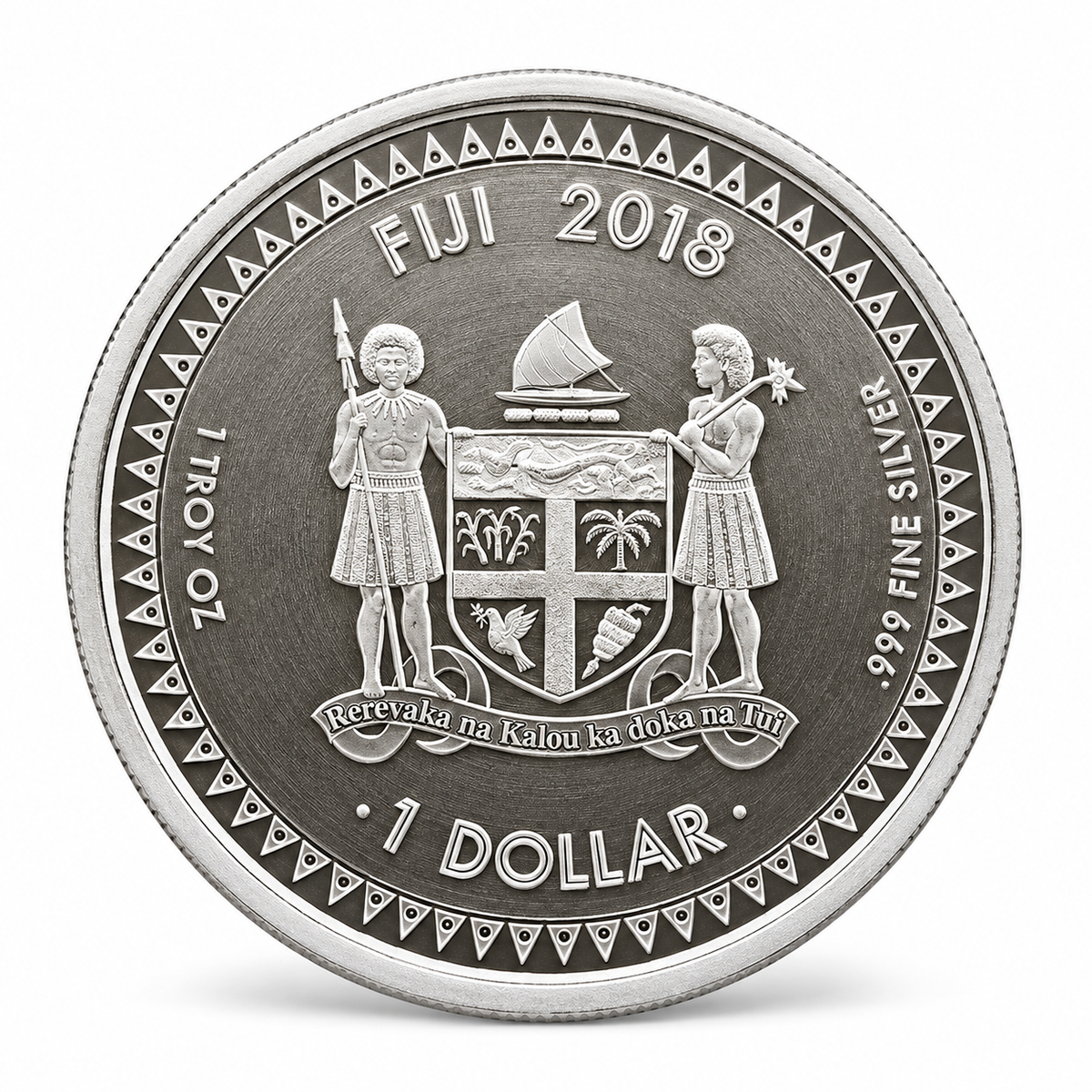 2018 Fiji Pacific Dollar 1 oz .999 fine silver coin Fiji coat of arms