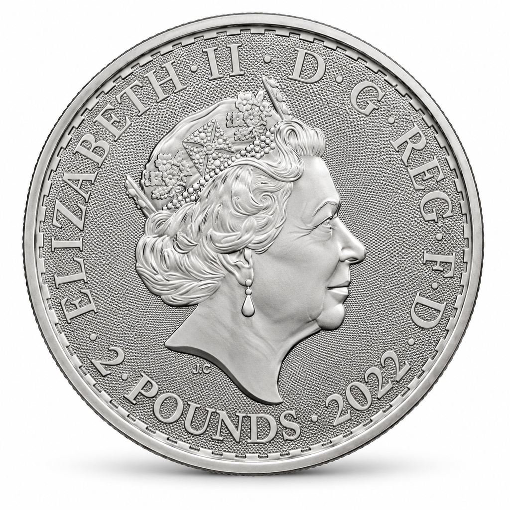 2022 UK Britannia 1 oz silver coin Queen Elizabeth II obverse