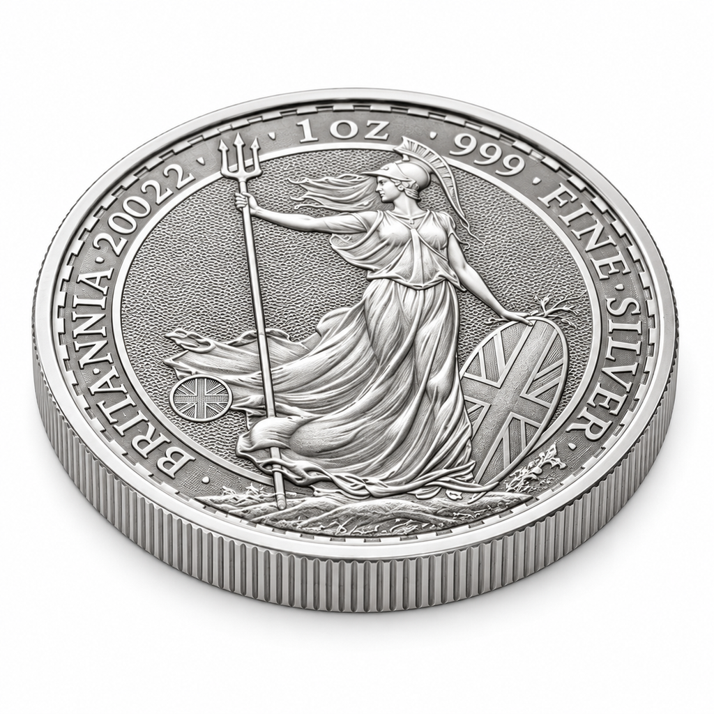 2022 UK Britannia 1 oz silver coin Britannia angled reverse