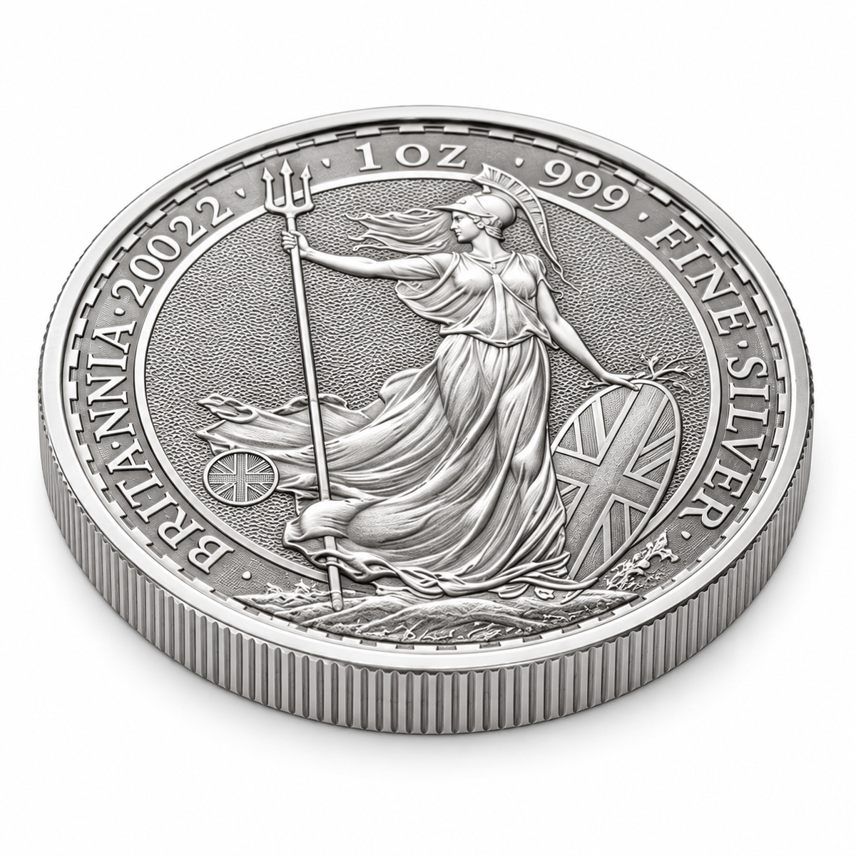 2022 UK Britannia 1 oz silver coin Britannia angled reverse