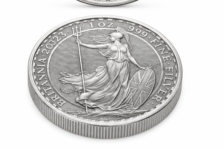 2023 UK Britannia 1 oz silver coin Britannia angled reverse