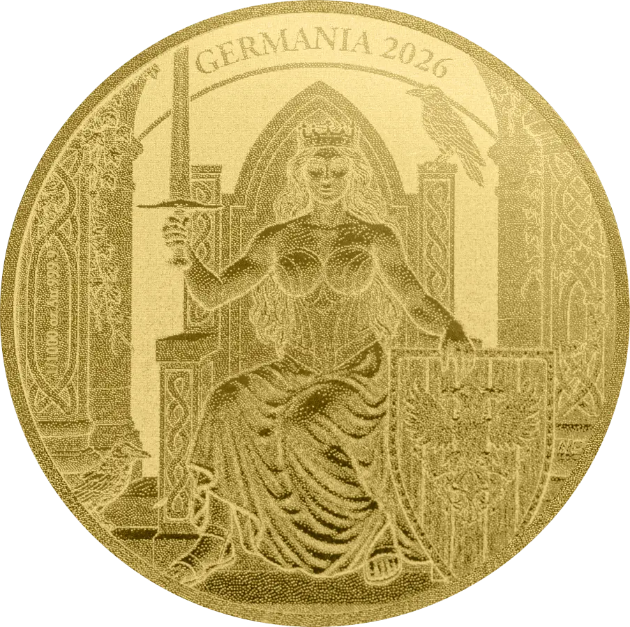 Official Germania Mint 2026 Germania 1/1000 oz Gold BU obverse