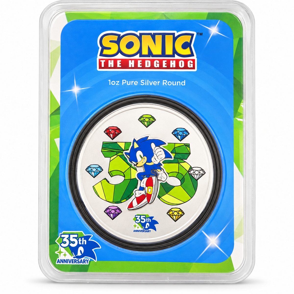 2026 Sonic the Hedgehog 35th Anniversary 1 oz Silver Round – Colourised TEP