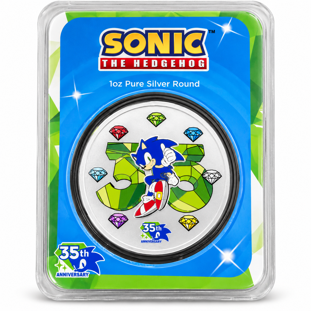 2026 Sonic the Hedgehog 35th Anniversary 1 oz Silver Round – Colourised TEP