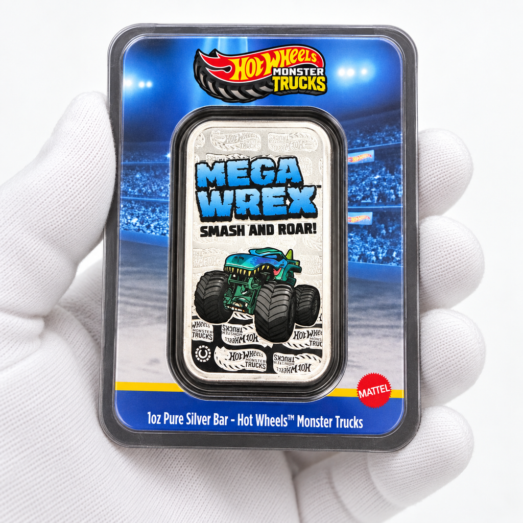 2026 Hot Wheels Mega Wrex 1 oz Silver Bar – Colourised | Limited Mintage