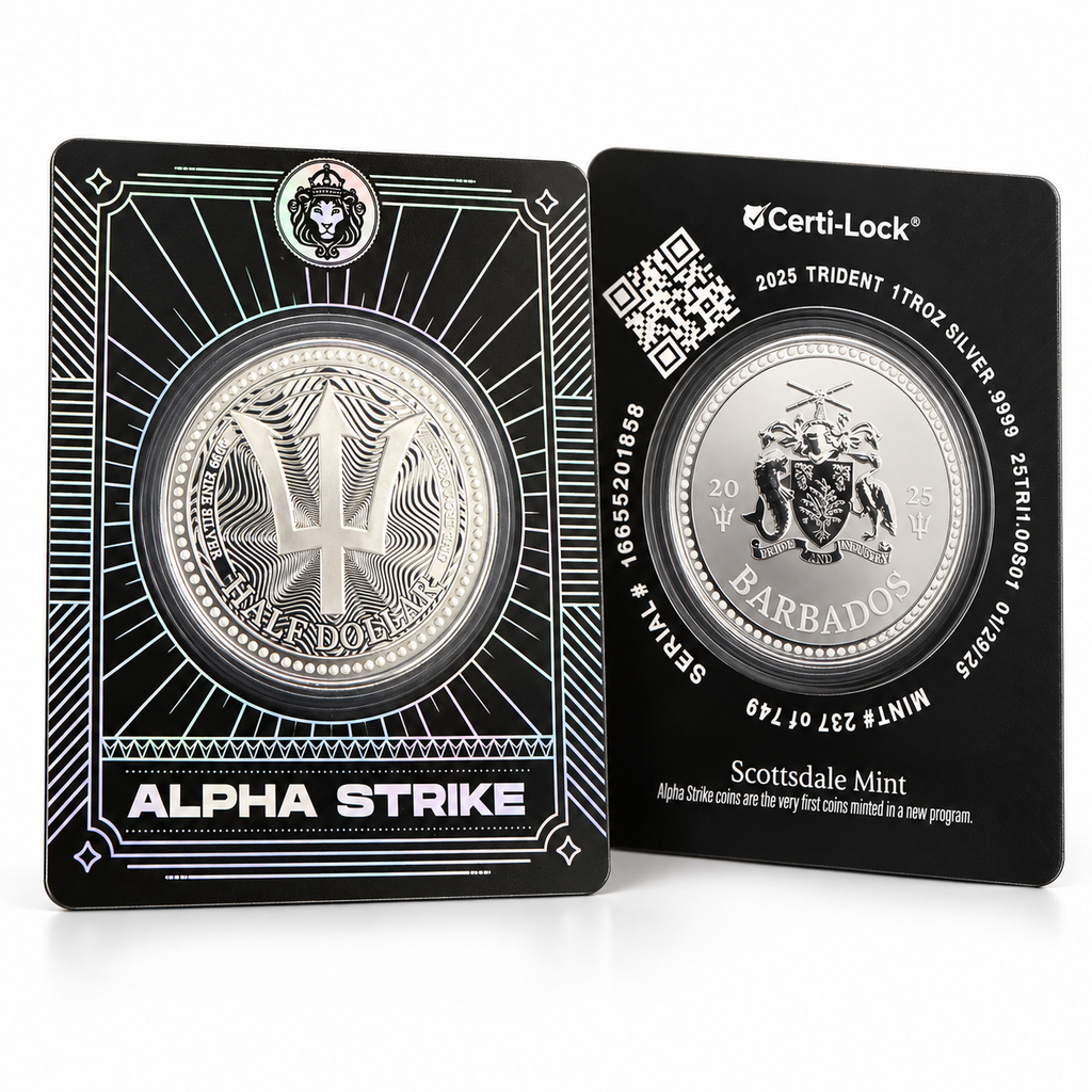 2025 Barbados Trident Alpha Strike 1 oz Silver Coin – Mintage 749 | Scottsdale Mint