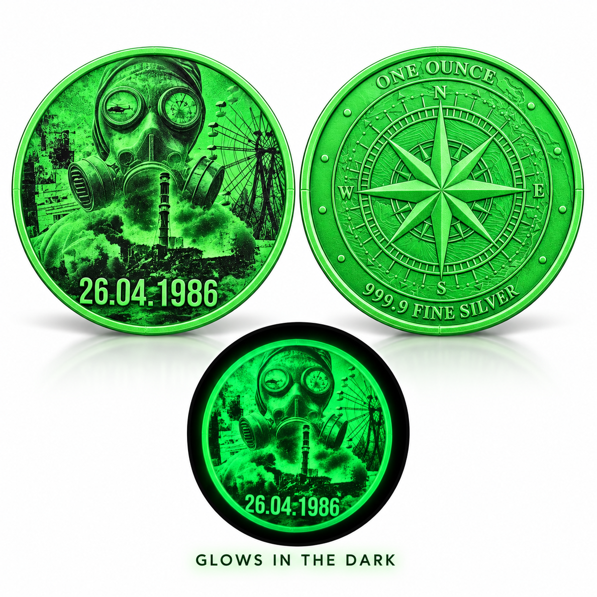 2026 Chernobyl 40th Anniversary 1 oz Silver Medal – Glow in the Dark | Mintage 500