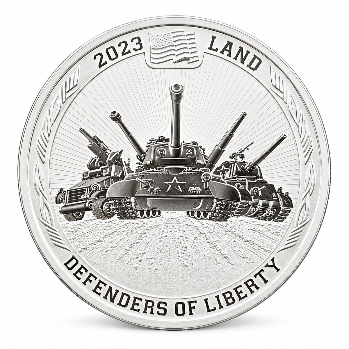 2023 Tuvalu Defenders of Liberty: Land 1 oz Silver Coin .9999