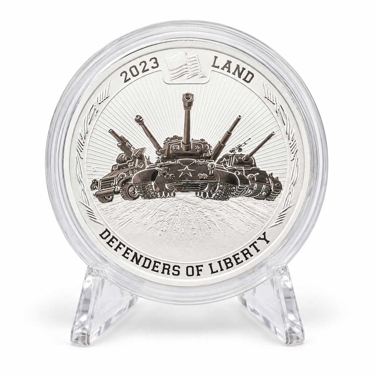 2023 Tuvalu Defenders of Liberty: Land 1 oz Silver Coin .9999