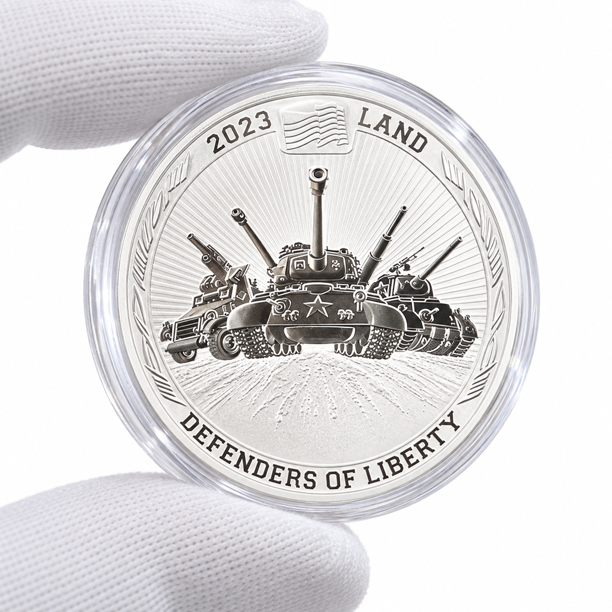 2023 Tuvalu Defenders of Liberty: Land 1 oz Silver Coin .9999