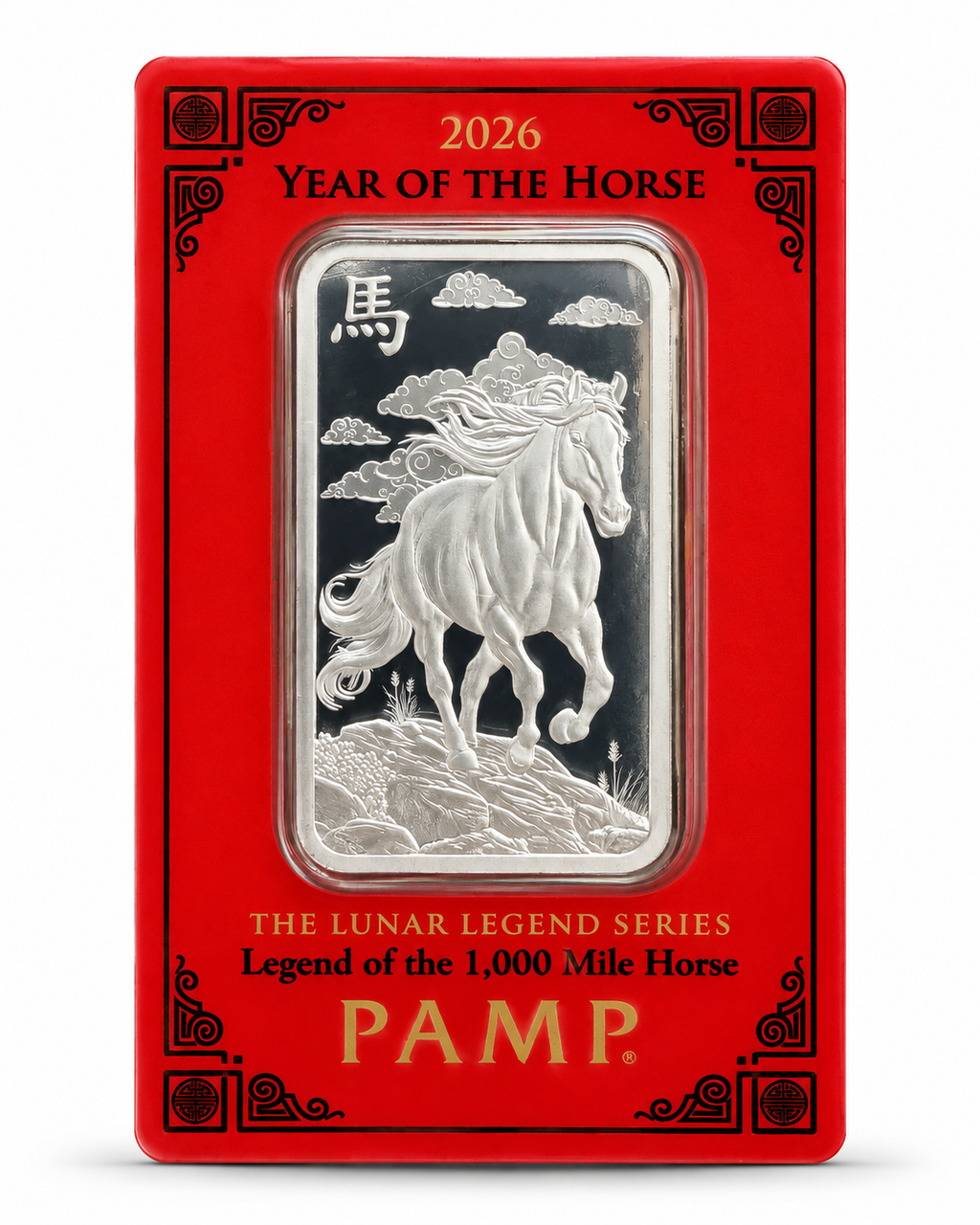 2026 PAMP Lunar Legends 1,000 Mile Horse 1 oz Silver Bar – .999 Fine Silver
