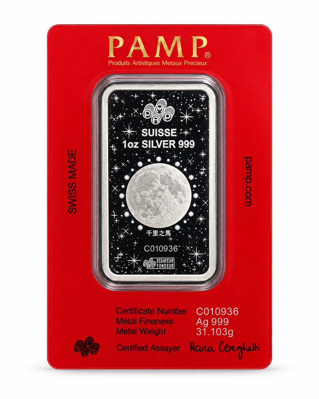 2026 PAMP Lunar Legends 1,000 Mile Horse 1 oz Silver Bar – .999 Fine Silver