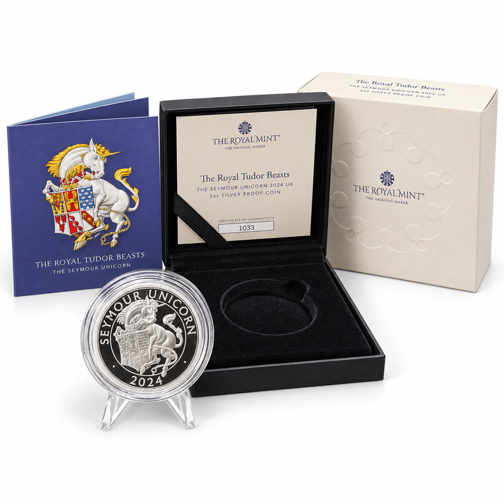 2024 Royal Tudor Beasts Seymour Unicorn 2oz Silver Proof Coin – Mintage 1,256