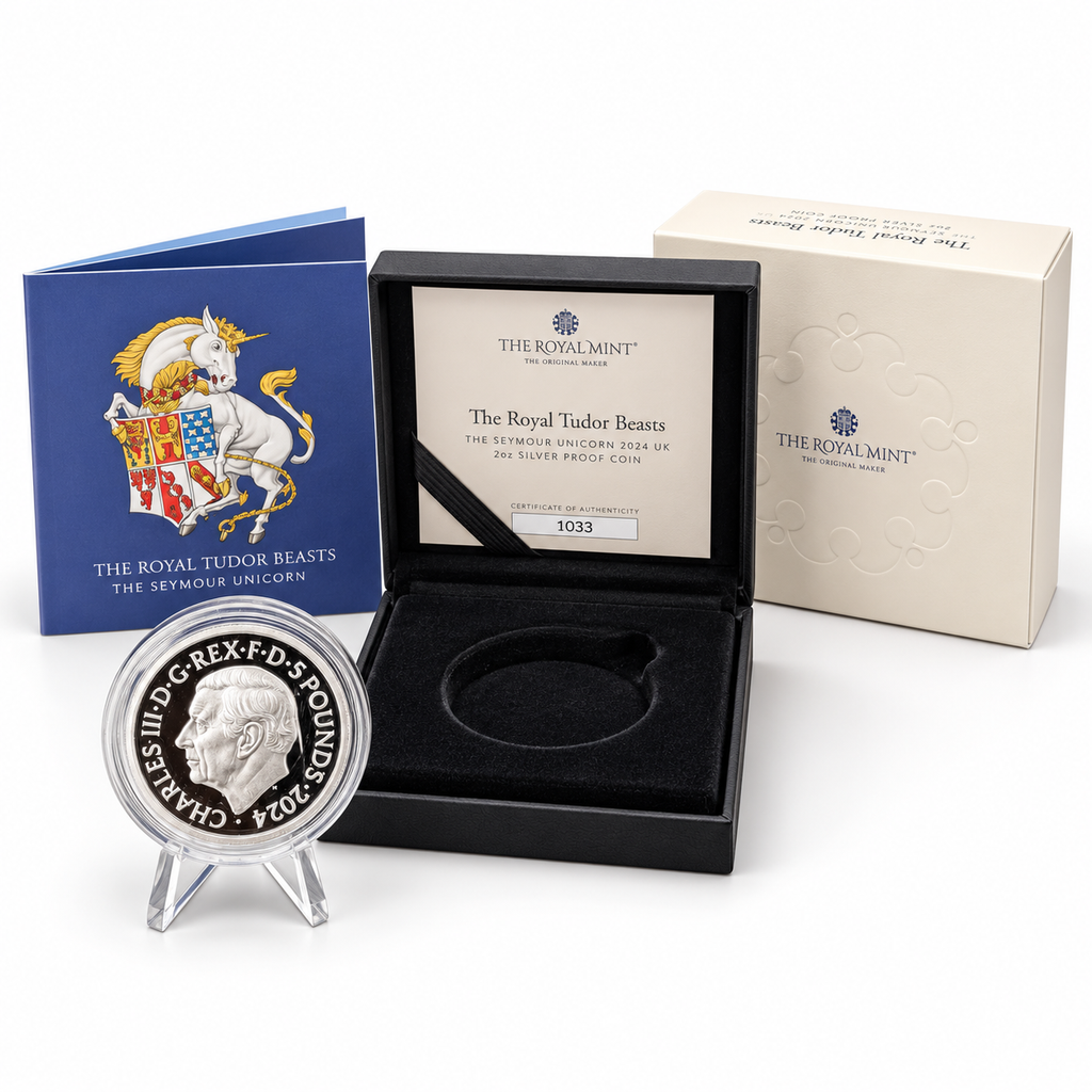 2024 Royal Tudor Beasts Seymour Unicorn 2oz Silver Proof Coin – Mintage 1,256