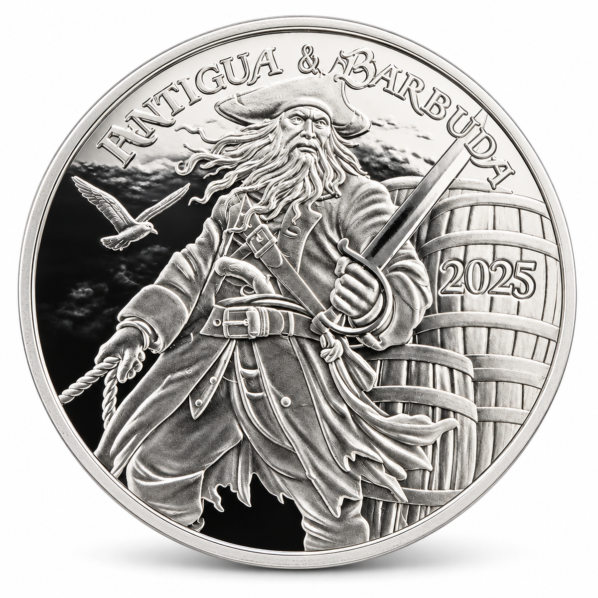 2025 Antigua & Barbuda Rum Runner & Pirate 1 oz Silver Coin – Mintage 25,000