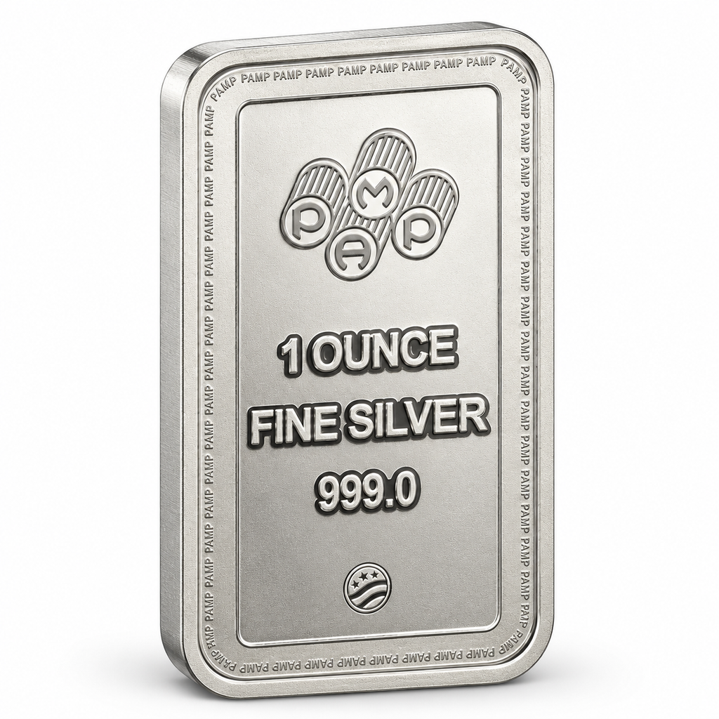 PAMP Lady of Justice 1 oz Silver Bar – .999 Fine Silver | Semi-Proof