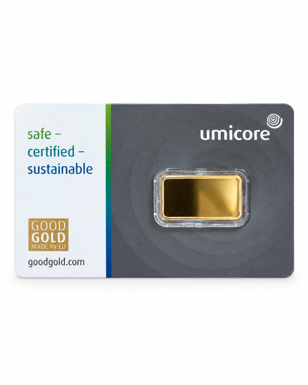 Umicore 2.5g Gold Bar – 999.9 Fine Gold in Certified Assay Card