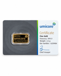 Umicore 2.5g Gold Bar – 999.9 Fine Gold in Certified Assay Card