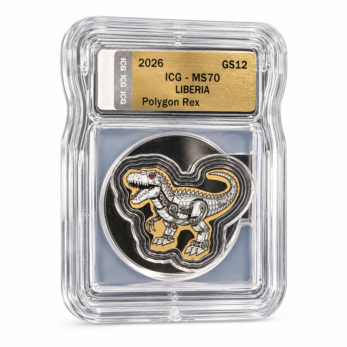 2026 Liberia Polygon Rex 1/1000 oz Gold Coin – ICG MS70 – .9999 Fine Gold