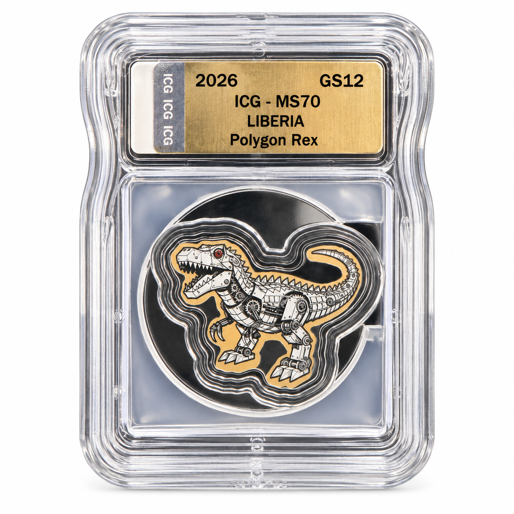 2026 Liberia Polygon Rex 1/1000 oz Gold Coin – ICG MS70 – .9999 Fine Gold