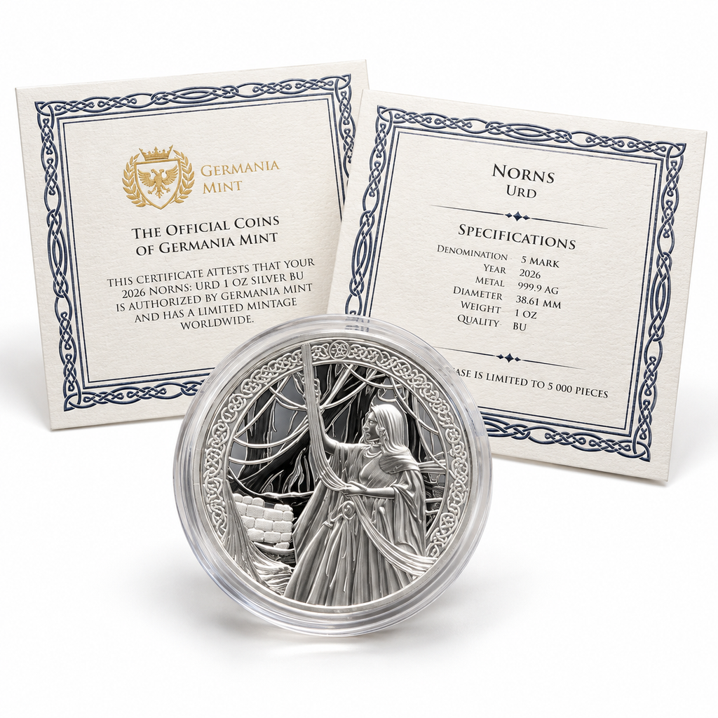 2026 Germania Mint Norns: Urd 1 oz Silver Coin – .9999 Fine Silver – Mintage 5,000