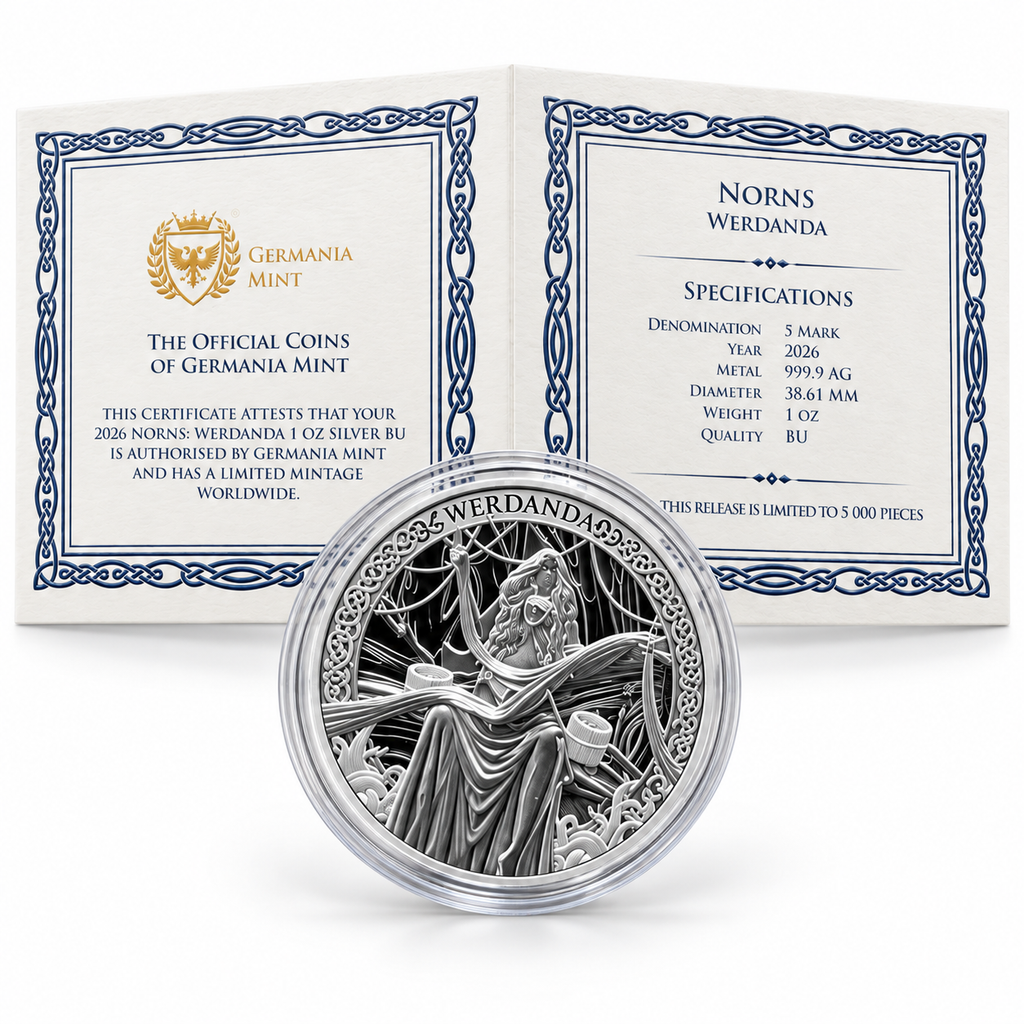2026 Germania Mint Norns: Werdanda 1 oz Silver BU – Mintage 5,000