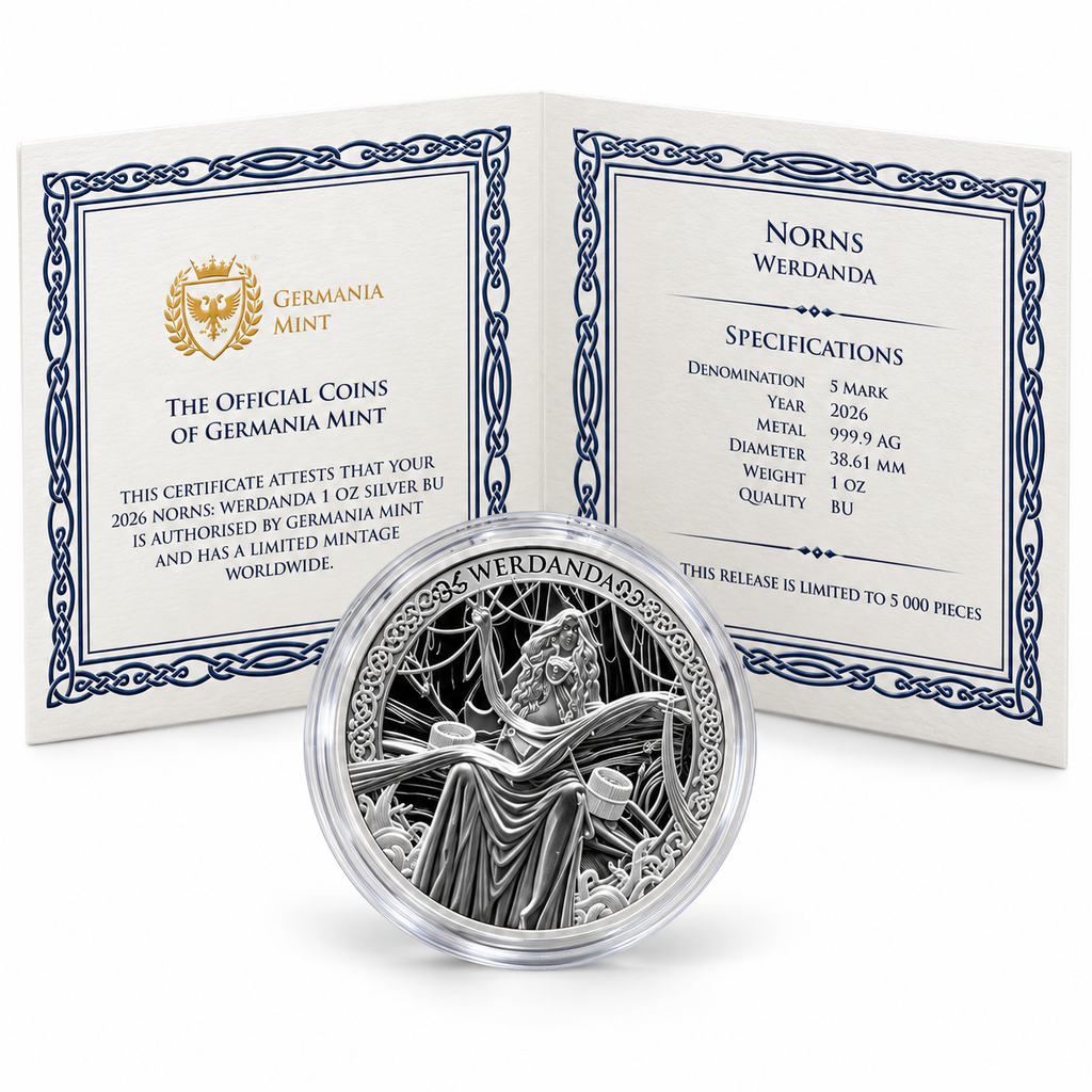 2026 Germania Mint Norns: Werdanda 1 oz Silver BU – Mintage 5,000