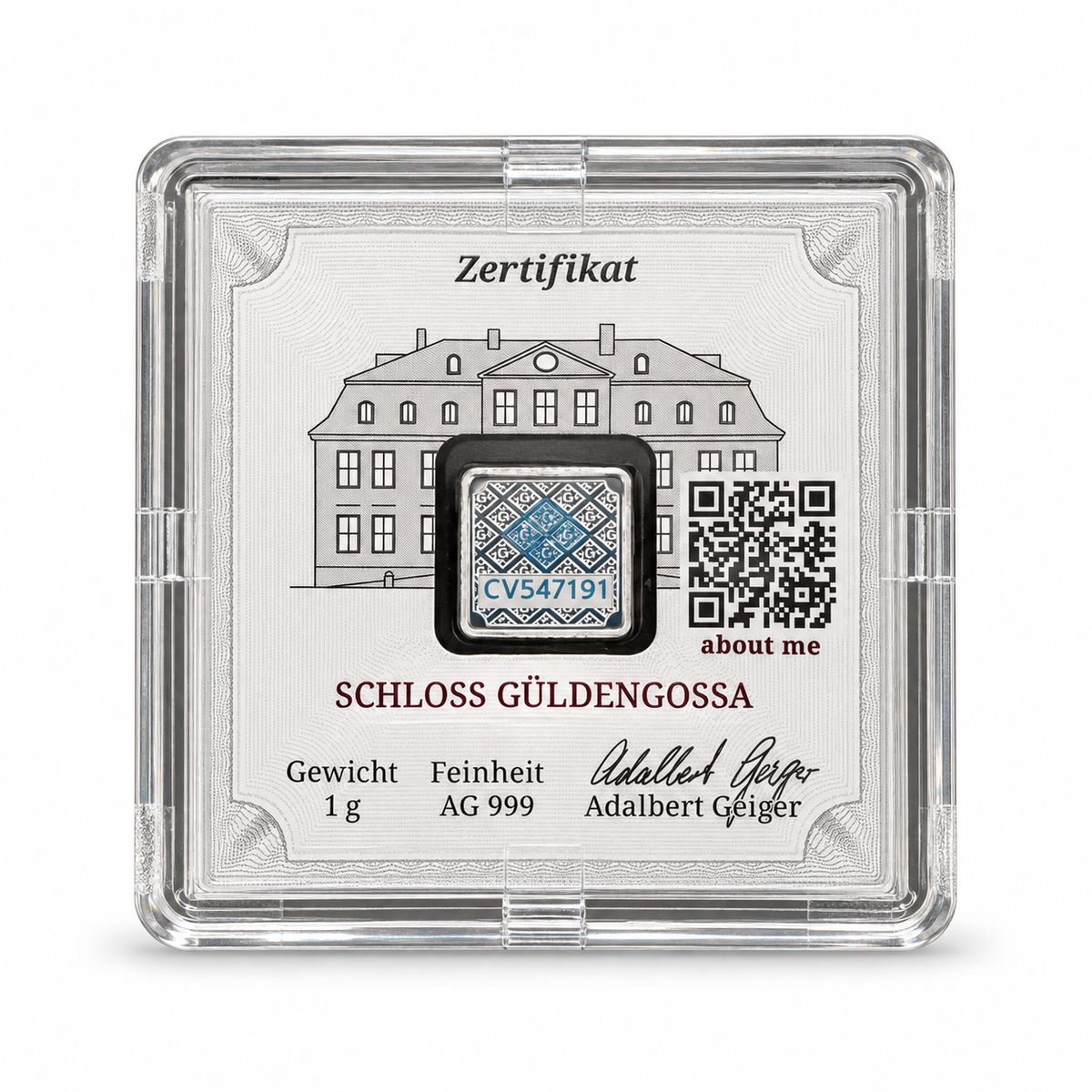 Geiger Original Premium 1g Silver Bar – .999 Fine Silver in Assay