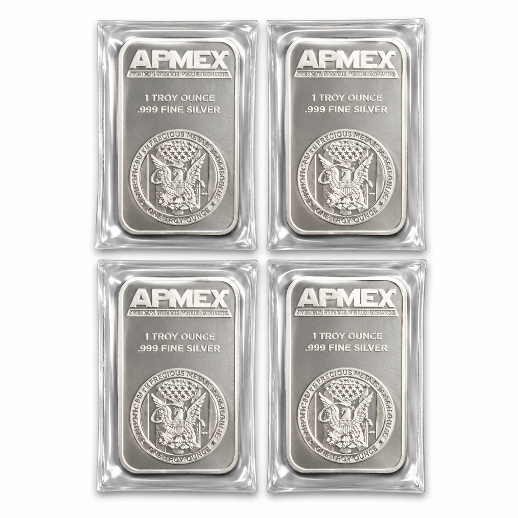 Four APMEX 1 oz .999 fine silver bars