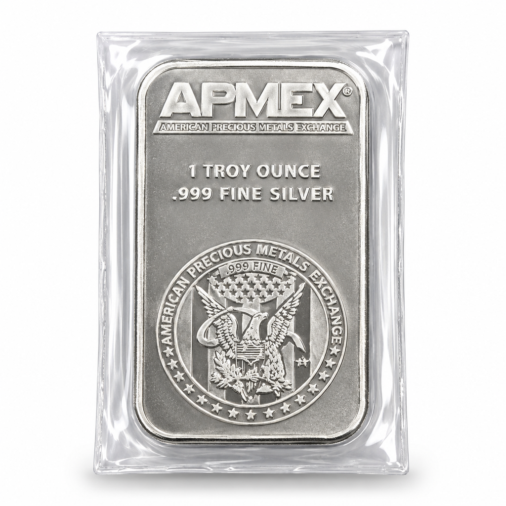 APMEX 1 oz .999 fine silver bar front