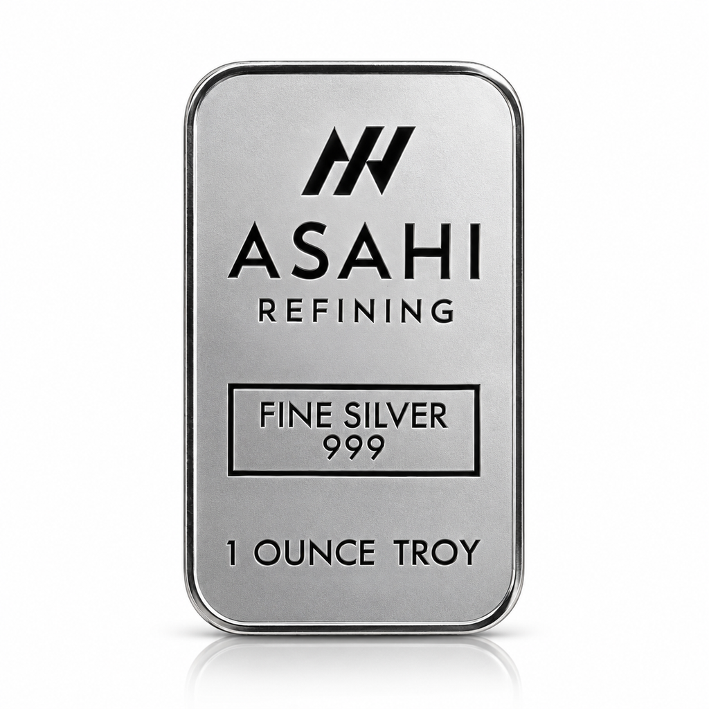 Asahi Refining 1oz silver bar – repeating geometric reverse