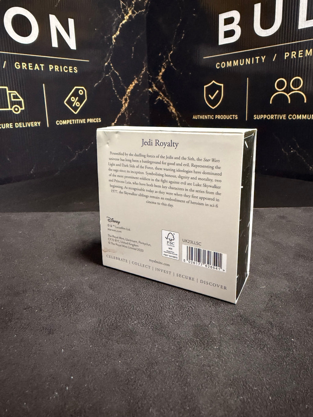 Back of original Star Wars Luke and Leia Royal Mint presentation box