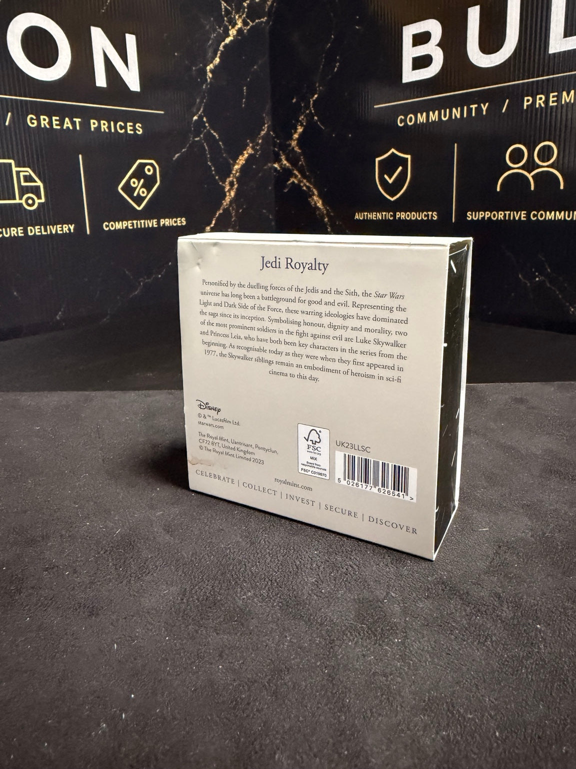 Back of original Star Wars Luke and Leia Royal Mint presentation box