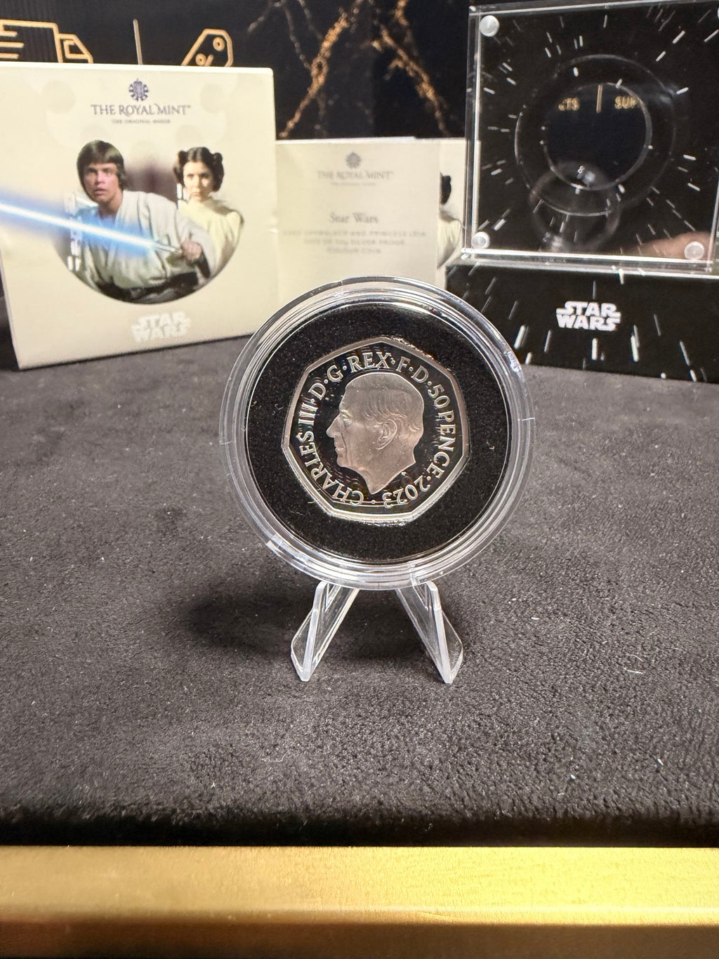 2023 Luke and Leia sterling silver proof 50p reverse portrait of King Charles III