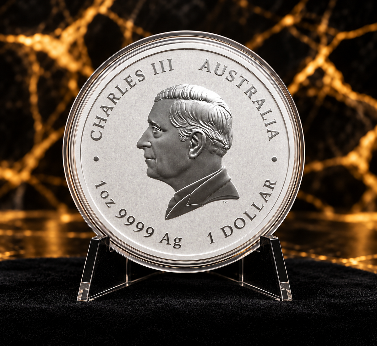 Back of the 2024 Perth Mint Four Guardians Lan silver coin with King Charles III effigy