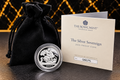 Exact 2025 Royal Mint Silver Sovereign Proof coin, 7.99g .999 fine silver, black drawstring pouch and certificate 08075