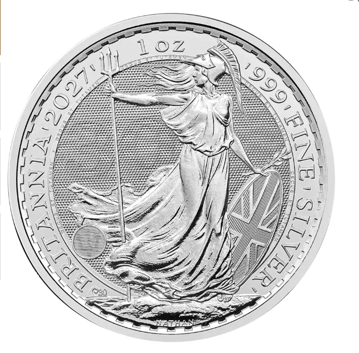 2027 1oz Silver Britannia reverse with commemorative 30th anniversary 30 wave privy mark
