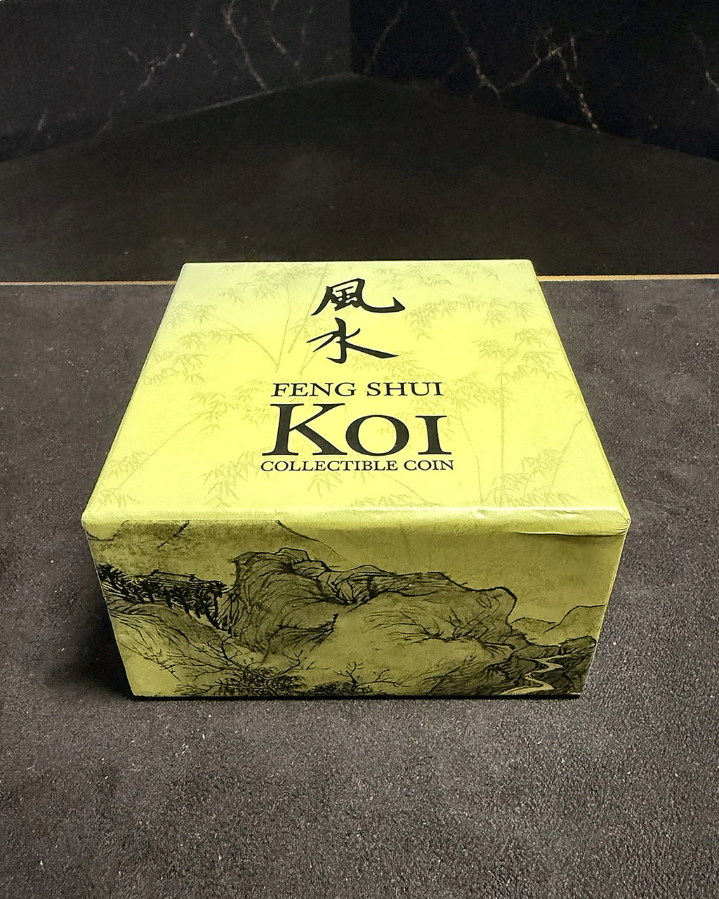 2012 New Zealand Mint Feng Shui Koi collectible coin illustrated green outer box