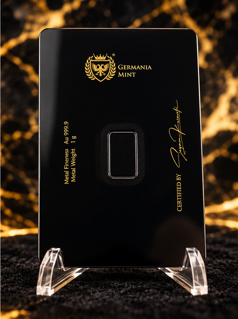 Germania Mint 1g gold black Safepack reverse