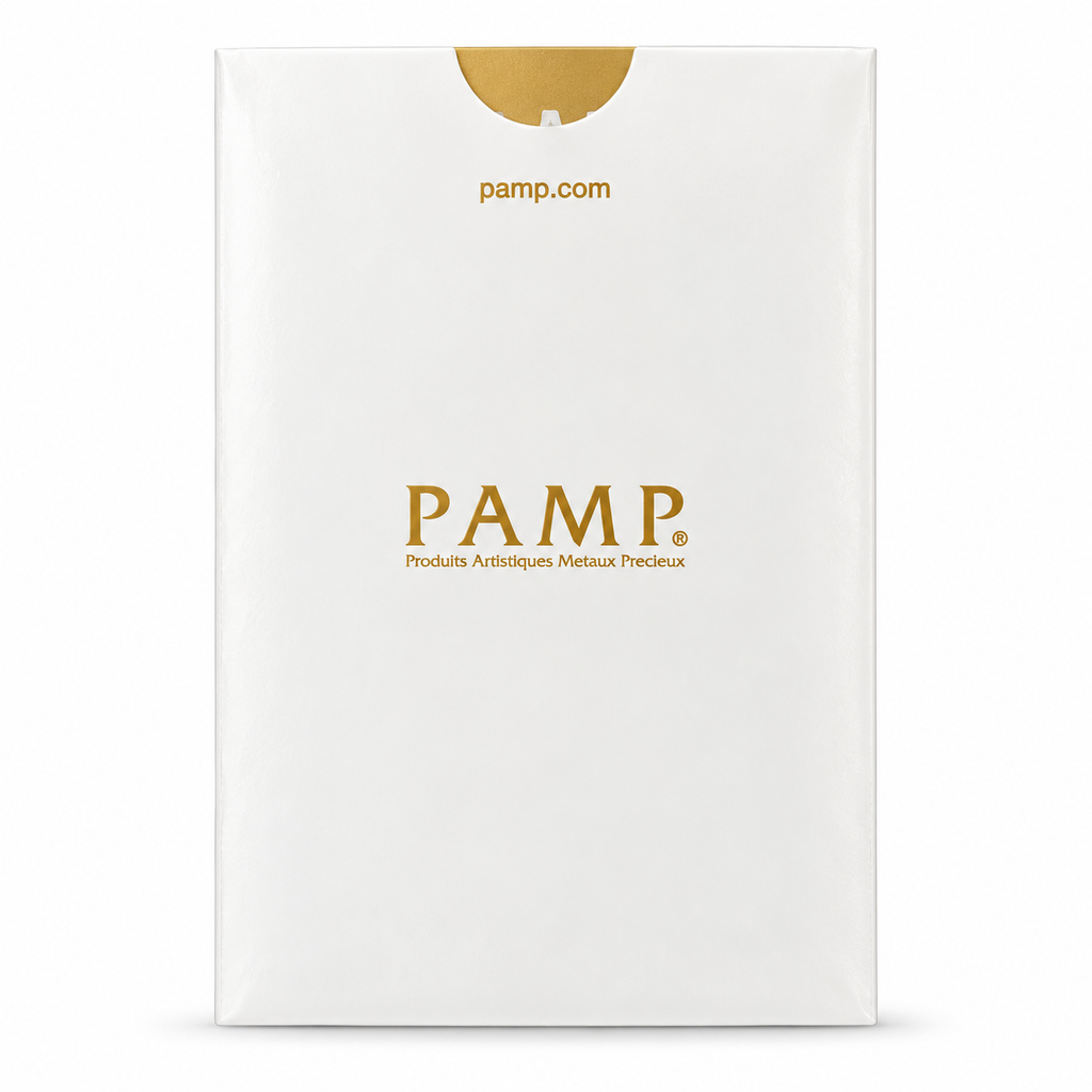 PAMP Suisse Lion of England 0.5g gold bar original packaging reverse