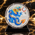 2024 Perth Mint Year of the Dragon blue ½oz .9999 fine silver coin in capsule