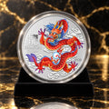 2024 Perth Mint Year of the Dragon red ½oz .9999 fine silver coin in capsule