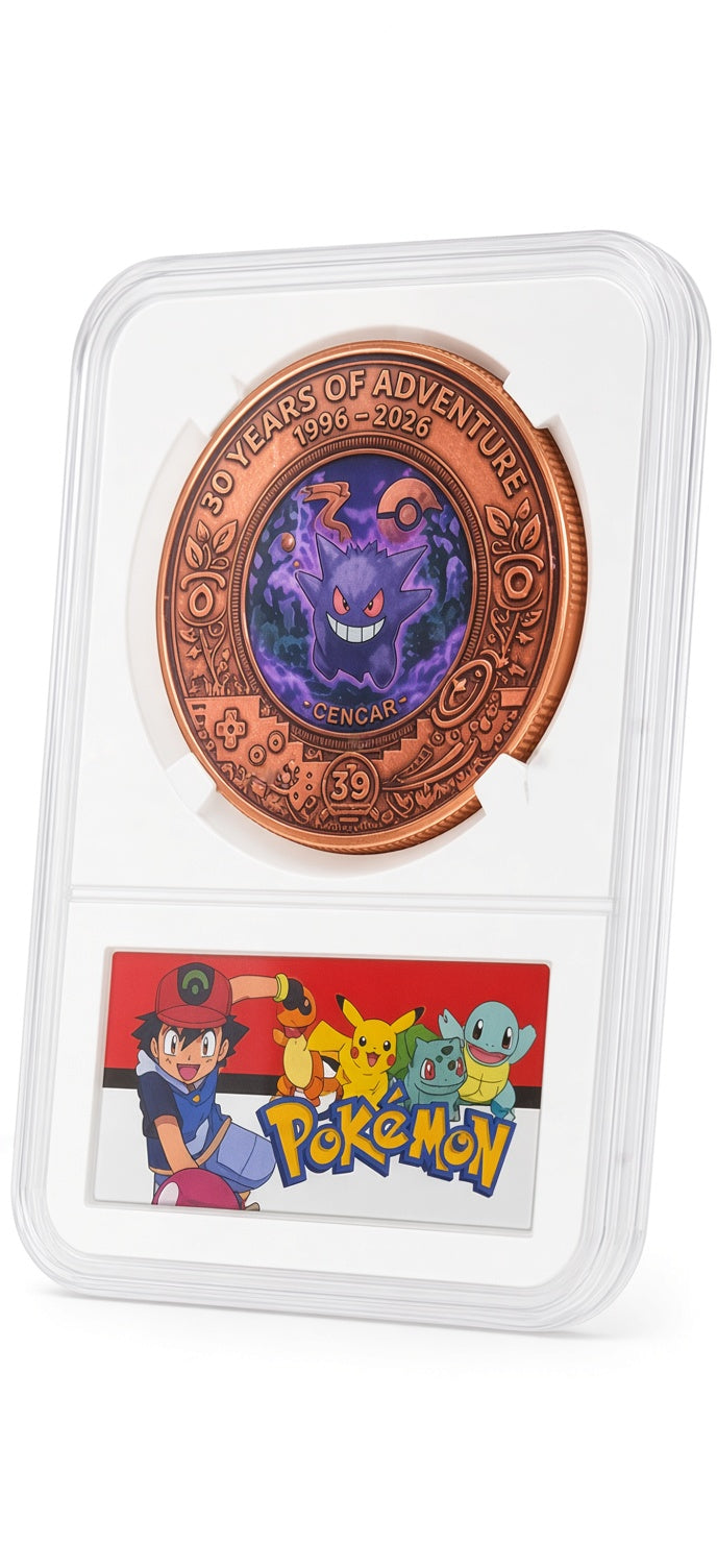 Pokémon Gengar 30th Anniversary 1 oz Copper Collectible – Slabbed Presentation