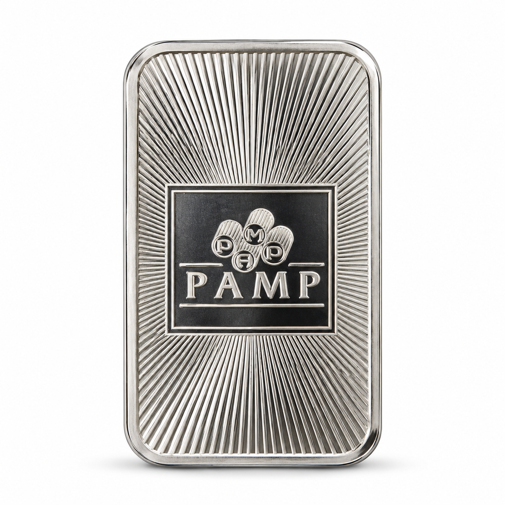 PAMP Logo 1 oz .999 fine silver bar reverse