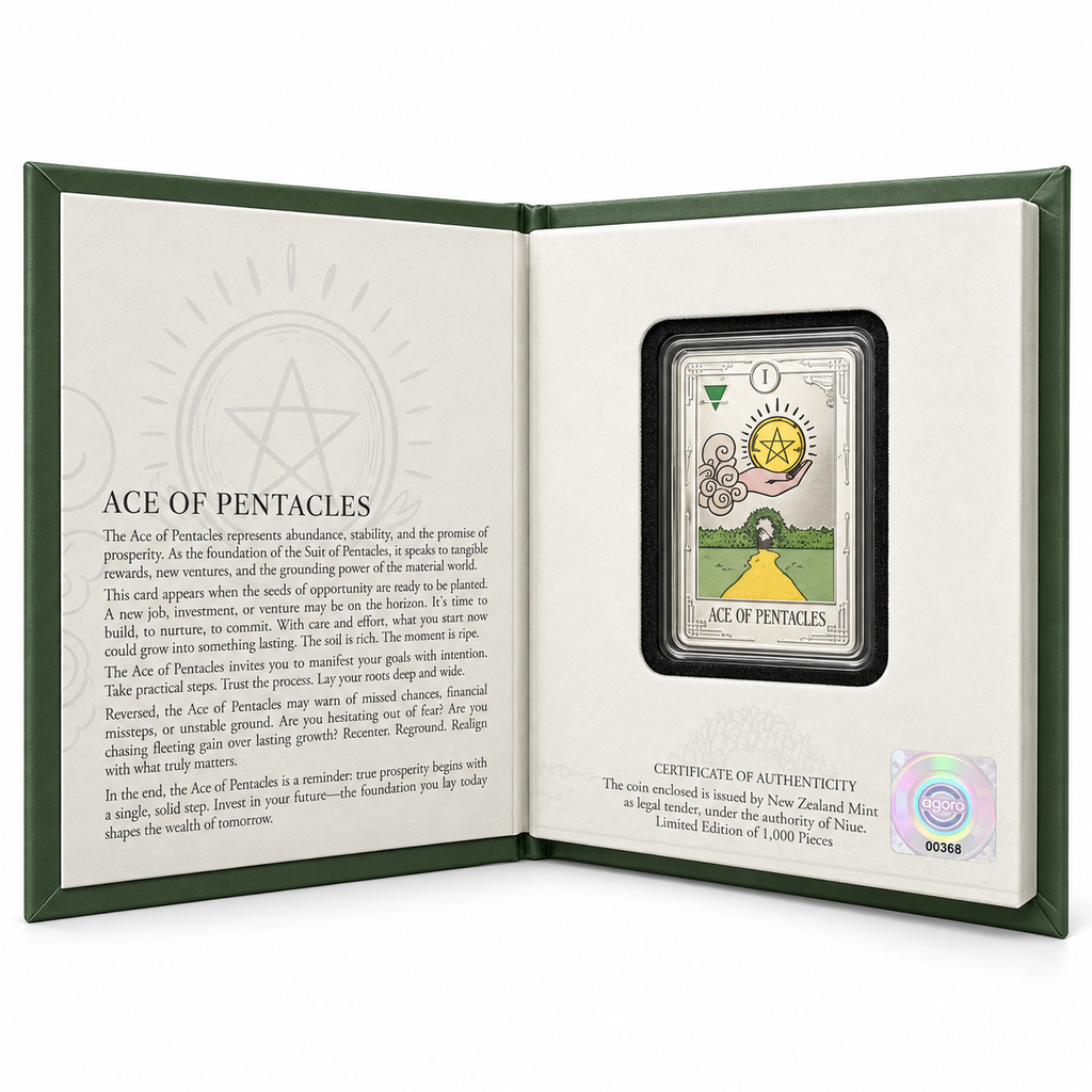 Agoro Ace of Pentacles premium open presentation box