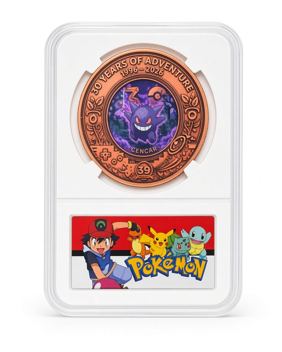 Pokémon Gengar 30th Anniversary 1 oz Copper Collectible – Slabbed Presentation